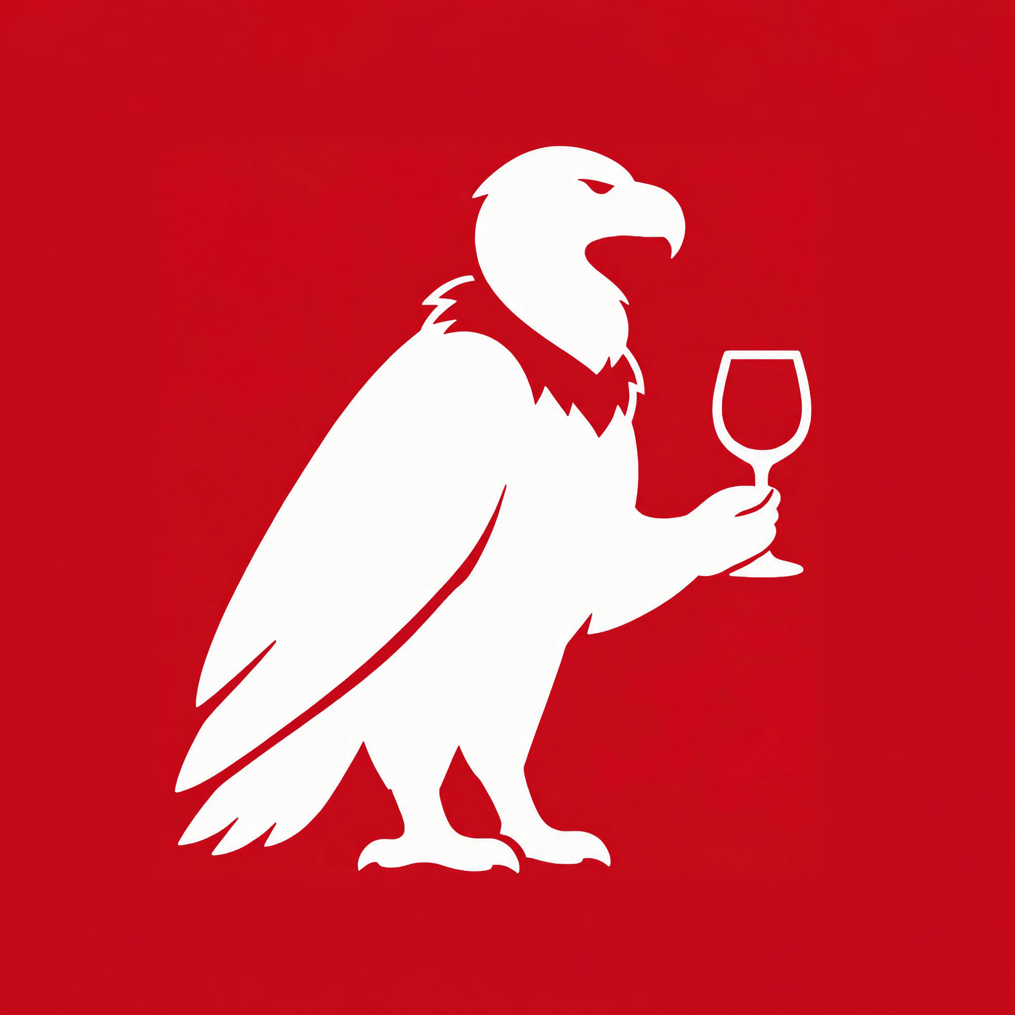 Águila brindando con una copa de vino, ilustración de marca de Radio Na Zdrowie